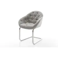 DELIFE Cantilever Gaio-Flex tissu structuré doux gris pied cantilever plat acier inoxydable
