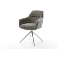 DELIFE Chaise-pivotante Pejo-Flex bouclé doux couleur boue pied croisé large acier inoxydable pivotement sur 360° fonction bascule resorts ensachés