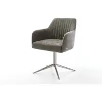 DELIFE Chaise-pivotante Greg-Flex bouclé doux couleur boue pied de chaise 4 branches acier inoxydable pivotement sur 360° fonction bascule resorts ensachés