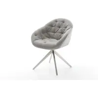 DELIFE Chaise-pivotante Gaio-Flex tissu structuré doux gris pied croisé large acier inoxydable pivotement sur 360° fonction bascule