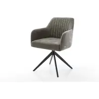 DELIFE Chaise-pivotante Greg-Flex bouclé doux couleur boue pied croisé large noir pivotement sur 360° fonction bascule resorts ensachés