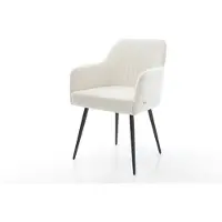 DELIFE Chaise-de-salle-à-manger Greg-Flex bouclé doux beige 4 pieds coniques noir resorts ensachés