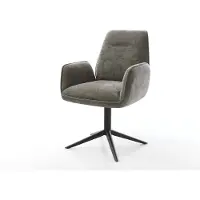 DELIFE Chaise-pivotante Zoa-Flex bouclé doux couleur boue pied de chaise 4 branches noir pivotement sur 360° fonction bascule resorts ensachés