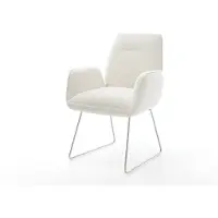 DELIFE Chaise-de-salle-à-manger Zoa-Flex bouclé doux beige pied trapèze acier inoxydable resorts ensachés