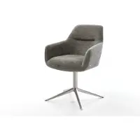 DELIFE Chaise-pivotante Pejo-Flex bouclé doux couleur boue pied de chaise 4 branches acier inoxydable pivotement sur 360° fonction bascule resorts ensachés