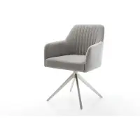 DELIFE Chaise-pivotante Greg-Flex tissu structuré doux gris pied croisé large acier inoxydable pivotement sur 360° fonction bascule resorts ensachés
