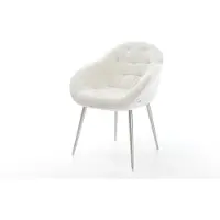 DELIFE Chaise-de-salle-à-manger Gaio-Flex bouclé doux beige 4 pieds coniques acier inoxydable
