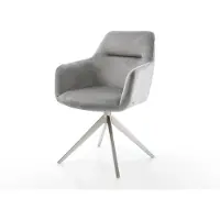 DELIFE Chaise-pivotante Pejo-Flex velours gris pied croisé large acier inoxydable brossé pivotement sur 360° fonction bascule ressorts ensachés