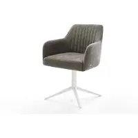 DELIFE Chaise-pivotante Greg-Flex bouclé doux couleur boue pied de chaise 4 branches blanc pivotement sur 360° fonction bascule resorts ensachés