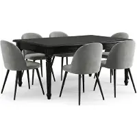 Ebuy24 Amaretta ensemble pour salle à manger table noir 6 chaises velours gris.