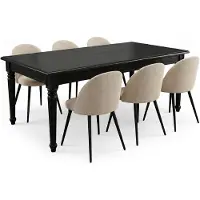 Ebuy24 Amaretta ensemble pour salle à manger table noir 6 chaises velours beige.