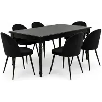 Ebuy24 Amaretta ensemble pour salle à manger table noir 6 chaises velours noir.