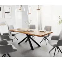 DELIFE Table à manger Edge 200x100 acacia nature cadre croisé rectangle noir Live-Edge