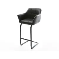 DELIFE Chaise-de-bar Yulo-Flex cuir véritable noir chaise cantilever métal plat