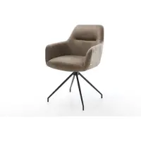 DELIFE Chaise-de-salle-à-manger Pejo-Flex microvelours taupe vintage pied croisé conique noir ressorts ensachés