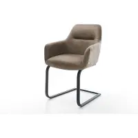 DELIFE Cantilever Pejo-Flex microvelours taupe vintage pied cantilever plat noir ressorts ensachés
