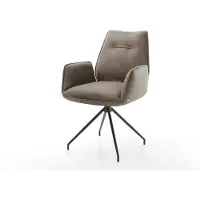 DELIFE Chaise-de-salle-à-manger Zoa-Flex microvelours taupe vintage pied croisé conique noir ressorts ensachés