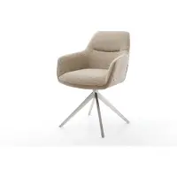 DELIFE Chaise-pivotante Pejo-Flex tissu mixte couleur boue pied croisé large acier inoxydable brossé pivotement sur 360° ressorts ensachés