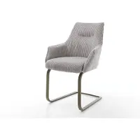 DELIFE Cantilever Alja-Flex avec accoudoirs côtelé gris argenté pied cantilever plat aspect titane ressorts ensachés
