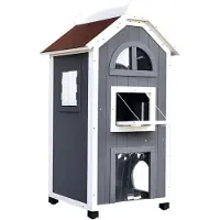 PawHut Maison pour chat pour lit de chat ou toilette de chat, placard pour chat, bac à litière, pin D30-233