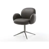 DELIFE Chaise-pivotante Nube-Flex mit Armlehnen microvelours anthracite vintage pied de chaise 4 branches grafiete pivotement sur 360° fonction bascule ressorts ensachés