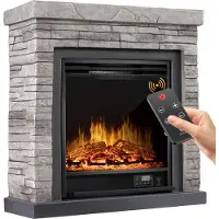 Kesser Cheminée électrique sur pied, effet de flamme 3D LED, 1800W, avec programmateur hebdomadaire et thermostat