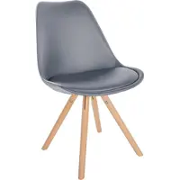 CLP Chaise d'appoint , chaise de salle à manger Sofia, revêtement en similicuir et rembourrage haut de gamme gris, piètement couleur naturelle (rond)