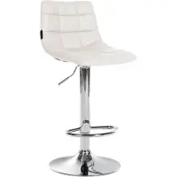 CLP Tabouret de bar Jerry, revêtement en similicuir, réglable en hauteur et pivotant à 360°. Couleur : blanc. Structure : chromée