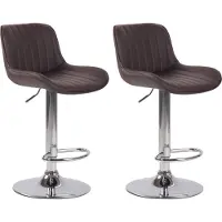 CLP Lot de 2 tabourets de bar Lentini en similicuir, pivotants et réglables en hauteur, structure chromée