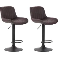 CLP Lot de 2 tabourets de bar Lentini en similicuir, pivotants et réglables en hauteur, marron, structure noire