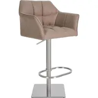 CLP Tabouret de bar Damaso avec revêtement en feutre, pivotant et réglable en hauteur, charge maximale 240 kg, couleur taupe, piètement en acier inoxydable