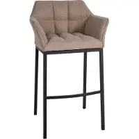 CLP Tabouret de bar Damaso, revêtement en feutre, piètement à quatre pieds en métal, charge maximale de 240 kg, couleur taupe, piètement noir