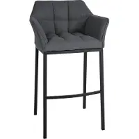 CLP Tabouret de bar Damaso, revêtement en feutre, piètement à quatre pieds en métal, charge maximale de 240 kg, couleur du piètement : noir