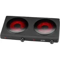 TZS First Austria Double plaque de cuisson 2500 W | Plaques de cuisson en fonte 180/150 mm |manuelle | Mobile pour le camping et les voyages | Noir *Produit de seconde main*