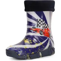 Ladeheid Enfants Filles Garçons Bottes en Caoutchouc Doublées Swk2020 (Bleu Foncé Auto 36, 25/26)