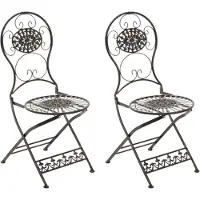 CLP Lot De 2 Chaises De Jardin Pliables En Métal Bronze
