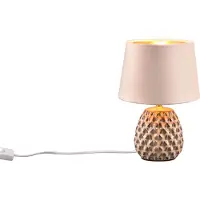 TRIO Lampe de table - Beige - Marron - Jaune d'or - H 26 cm - Céramique - Velours