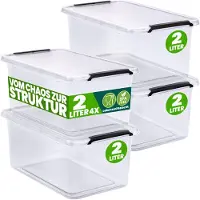 Deuba 4x Boîte de rangement plastique 20x15x12cm 2L