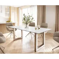 DELIFE Table-à-manger Edge 200x100 céramique Laminam statuarietto blanc inox large