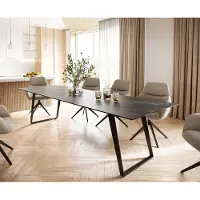 DELIFE Table-à-manger Edge 300x100 céramique Laminam noir desir brun métal oblique noir