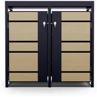 Blumfeldt BinSafe cache poubelle extérieur – acier galvanisé résistant, 2 portes & toit jardinière, pour 60 L/120 L/240 L, fermeture à clé, design moderne, abri pour poubelle