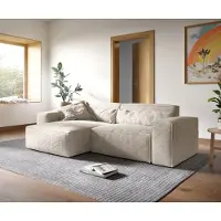 DELIFE Canapé d'angle Sirpio XL 270x170 cm Velours côtelé Beige Recamiere variable
