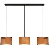 Briloner Mata Lampe à suspendre,Reproduction de feuilles, 3 flammes, style boho, douille E27, couleur café, 110 x 25 x 120 cm
