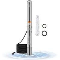 Vevor Pompe de puits profond , puissance de sortie 750 W, débit 100 l/min, hauteur de refoulement 75 m, convient à l'irrigation industrielle et à l'usage domestique, étanche selon IP68