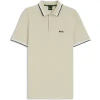 BOSS Paddy 10241663 Green Short Sleeve Polo Beige M Homme