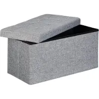 Relaxdays Pouf De Rangement Pliant Coffre Repose-Pieds Banquette 38 X 76 X 38 Cm Boîte De Rangement Pliable Tabouret En Lin Avec Couvercle Amovible Salon Journaux Coussins Jouet, Gris