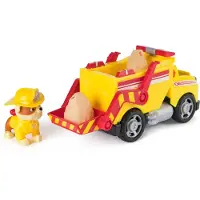 Ryhmä Hau PAW Patrol Fire Rescue - Camion de sauvetage Rubbles avec pelle et projectiles et figurine de chien Rubble, camion à benne, 3 an(s), plastique, rouge, jaune