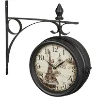 Relaxdays Horloge de gare Paris RD39584 noir, 22cm