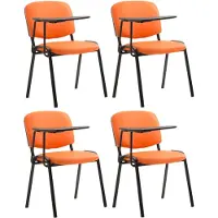 CLP Lot de 4 chaises « Ken » avec table pliante, revêtement en similicuir, couleur orange
