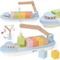 Classic World : Bateau en bois, jeu de construction avec 13 pièces.